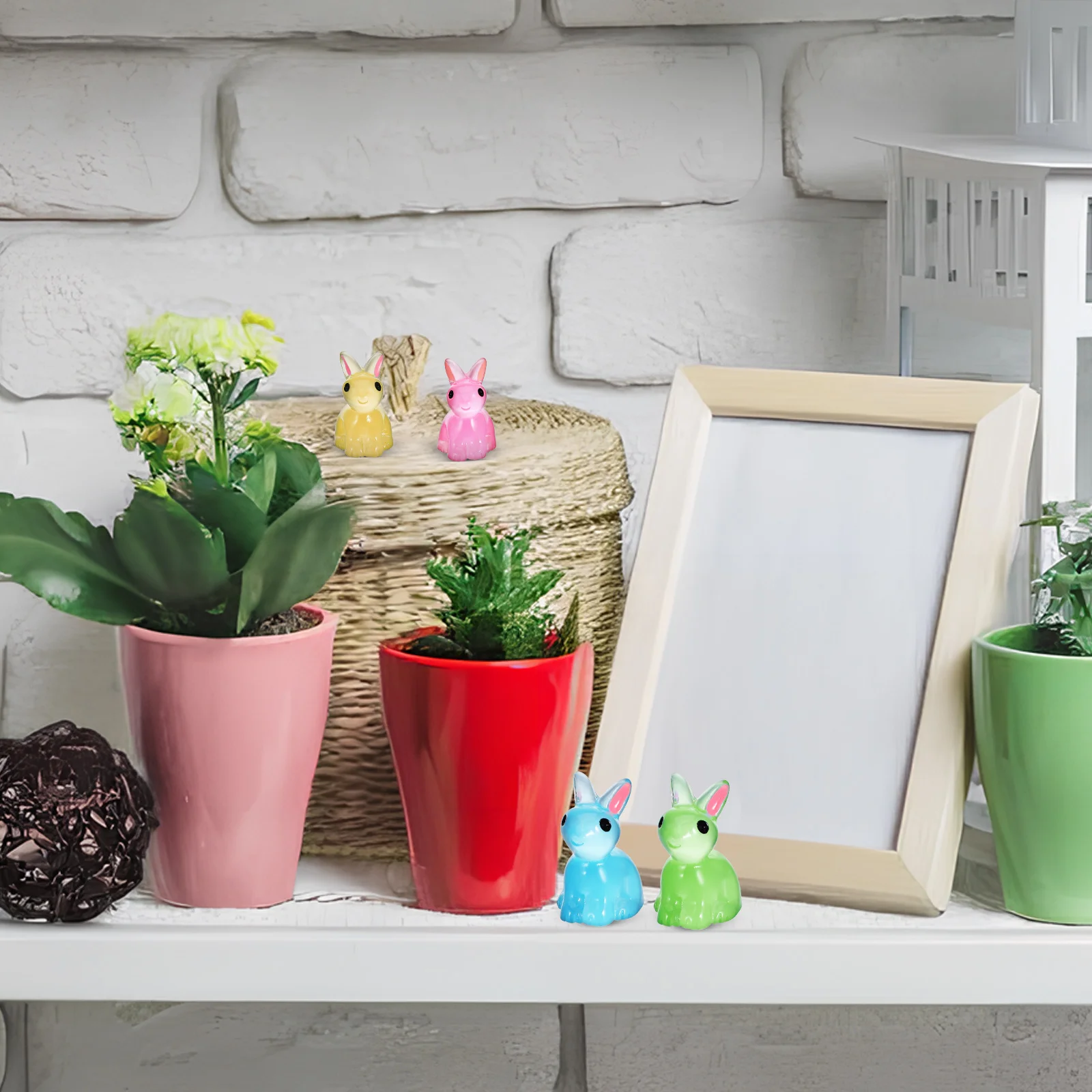 

100pcs Night Glow Resin Rabbit Figurines Mini Bunnies Accessories Bright Colors Detailed Craftsmanship Luminous Animals Garden
