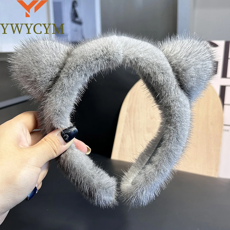 

2025 Lady Fashion Hair Hoop Furry Gift Hot Sale Women Luxury Winter 100% Real Mink Fur Headbands High Quality Real Fur Hair Band