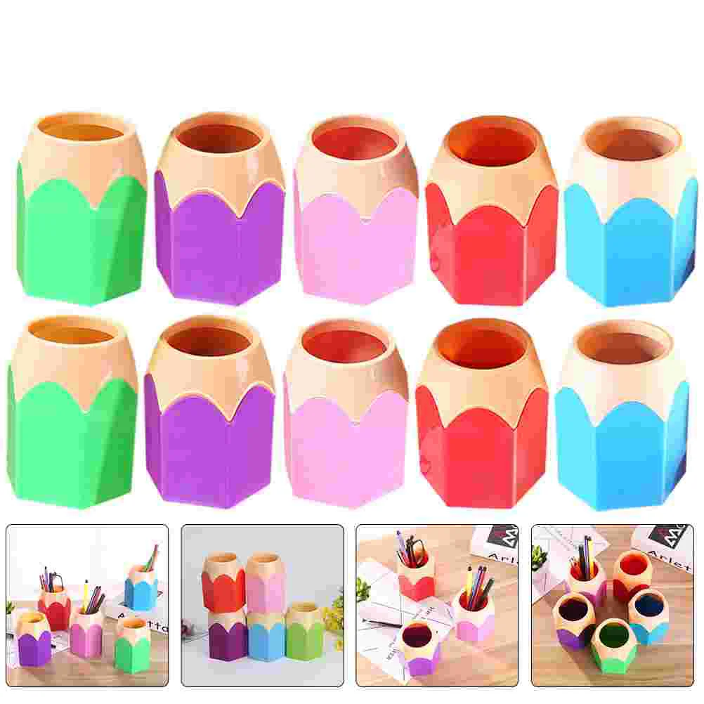 

10 Pcs Pencil Holder Cute Holders Desk Case Head Eyebrow Containers Abs Buckets for Classroom