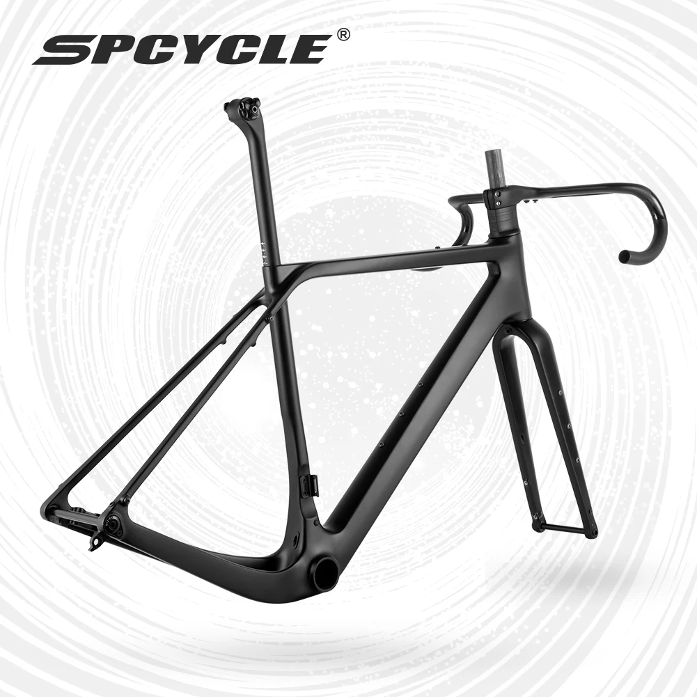 Spcycle G058 T1000 Carbon Gravel Bike Frame 700x50C T47 BB Full Hidden Cable Endurance Gravel Bicycle Frameset With Handlebar