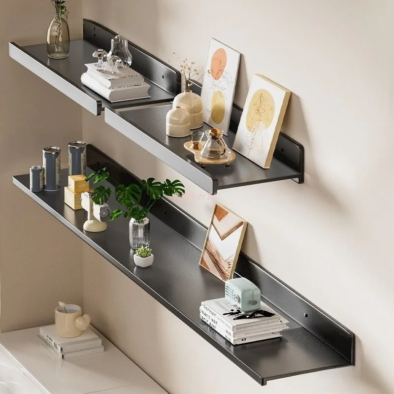 

No punching wall shelf living room baffle wall hanging decorative bookshelf space aluminum universal storage laminate