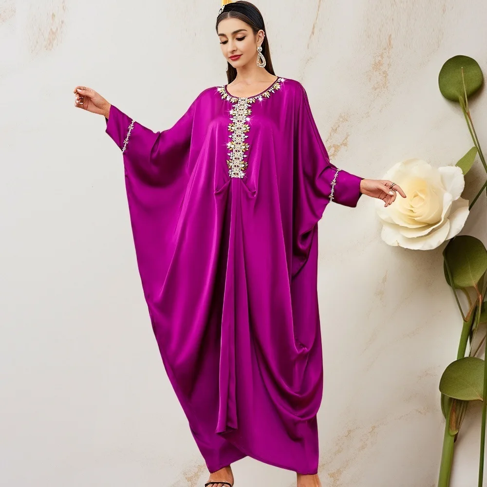 A122 New Rose Purple Embroidered Handmade Nail Drill Long Sleeve Cloak Bat Shirt