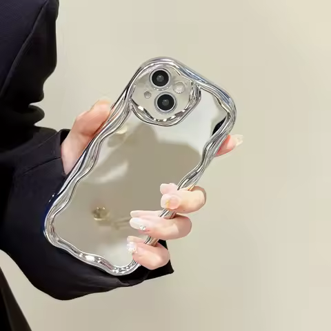 Shiny Glitter Plating Soft Mirror Case For Samsung S25 S24 S23 S22 S21 Plus Ultra FE Camera Protector Wave Bumper Makeup Shell