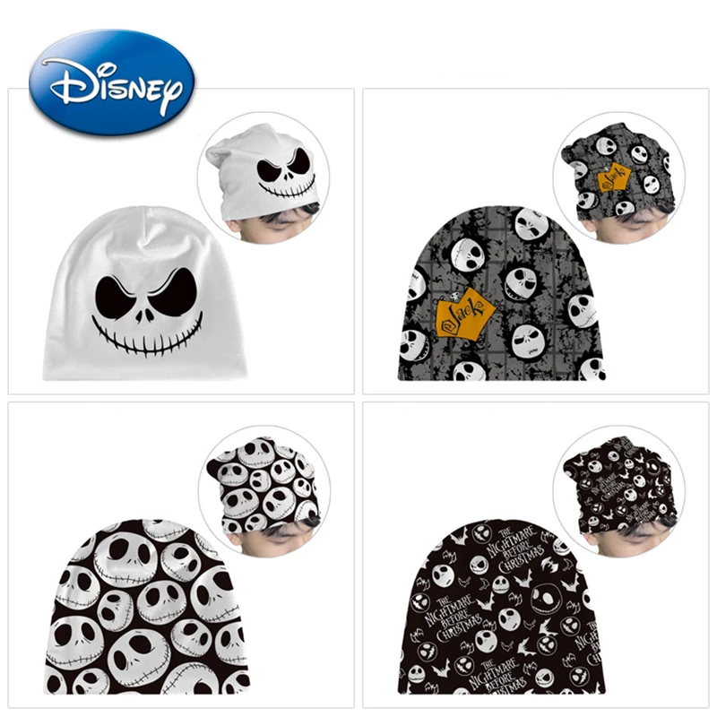 Disney Nightmare Before Christmas Jack Cotton Caps Print Pattern Beanies Elastic Hat Winter Warm Cool Hip Hop Boys Birthday Gift