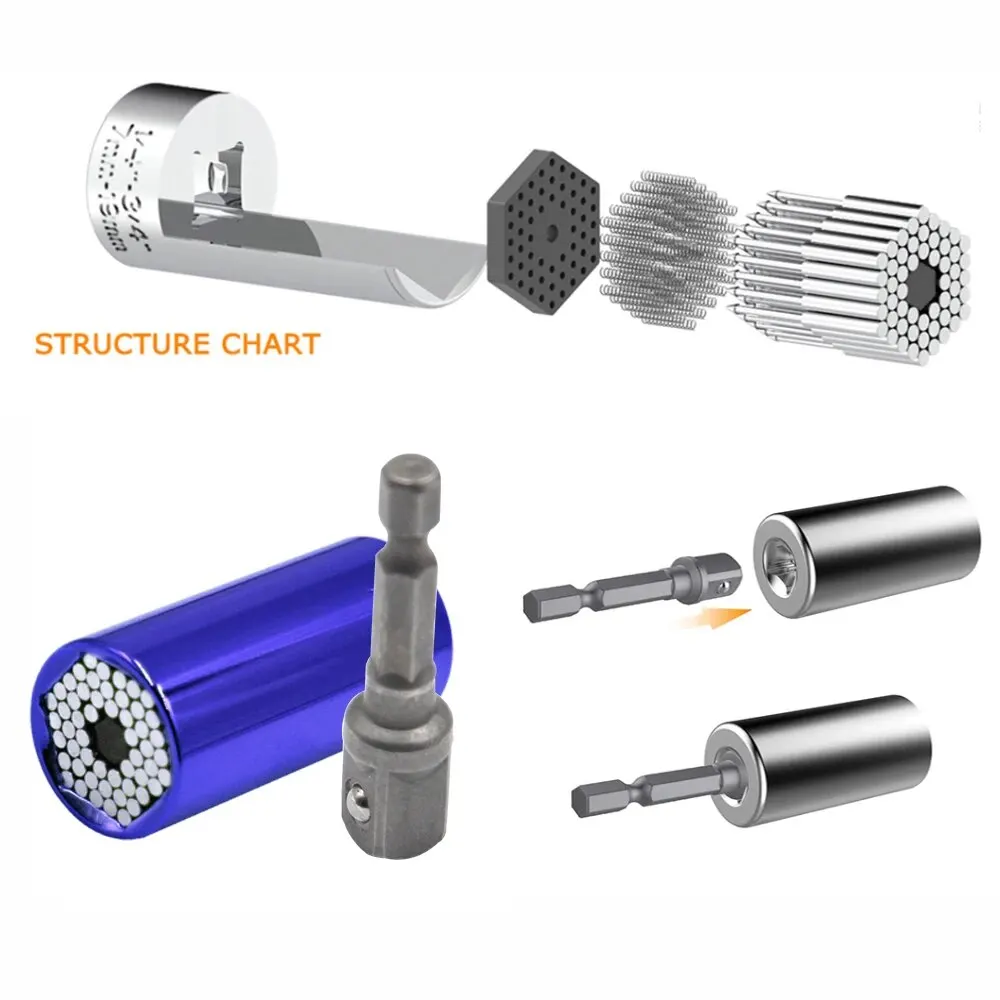 สีสัน Universal Sleeve Multifunctional RATCHET Sleeve HEAD Magic แขนแปลงไฟฟ้ามือเจาะสกรูชุดเครื่องมือ