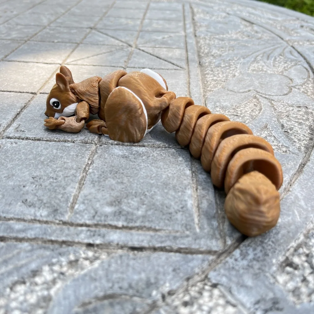 3D-gedrucktes Waldtier-Eichhörnchen-Spielzeug, flexible Gelenke, bewegliches süßes kleines Eichhörnchen, kreative Heimdekoration, Ornamente, Kindergeschenke