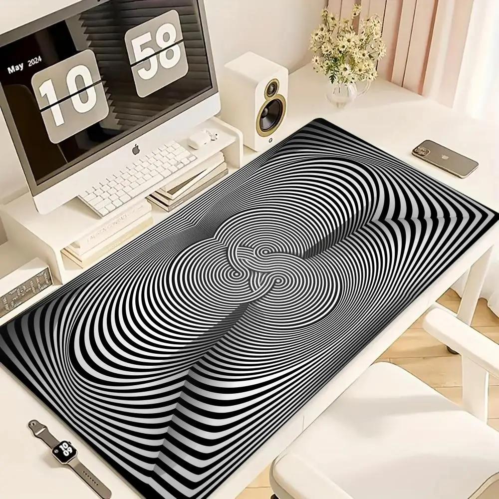 

Black and grey abstract art pattern design Mouse Pad Desk Mat with Stitched Edge Rubber anti-slip Gaming mat keyboard mouse pads