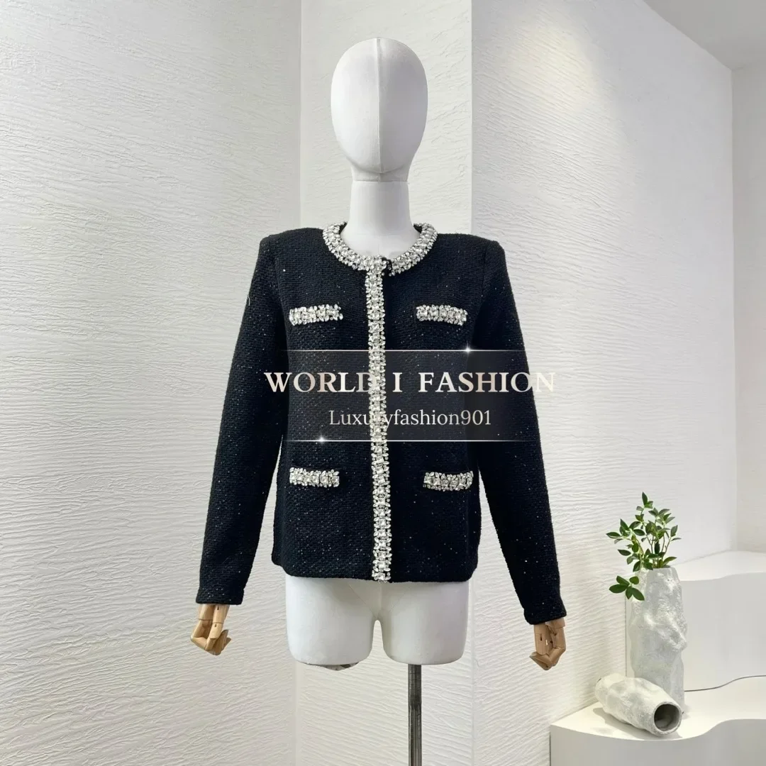 

Куртка с длинным рукавом, топы высокого качества с черными бриллиантами
