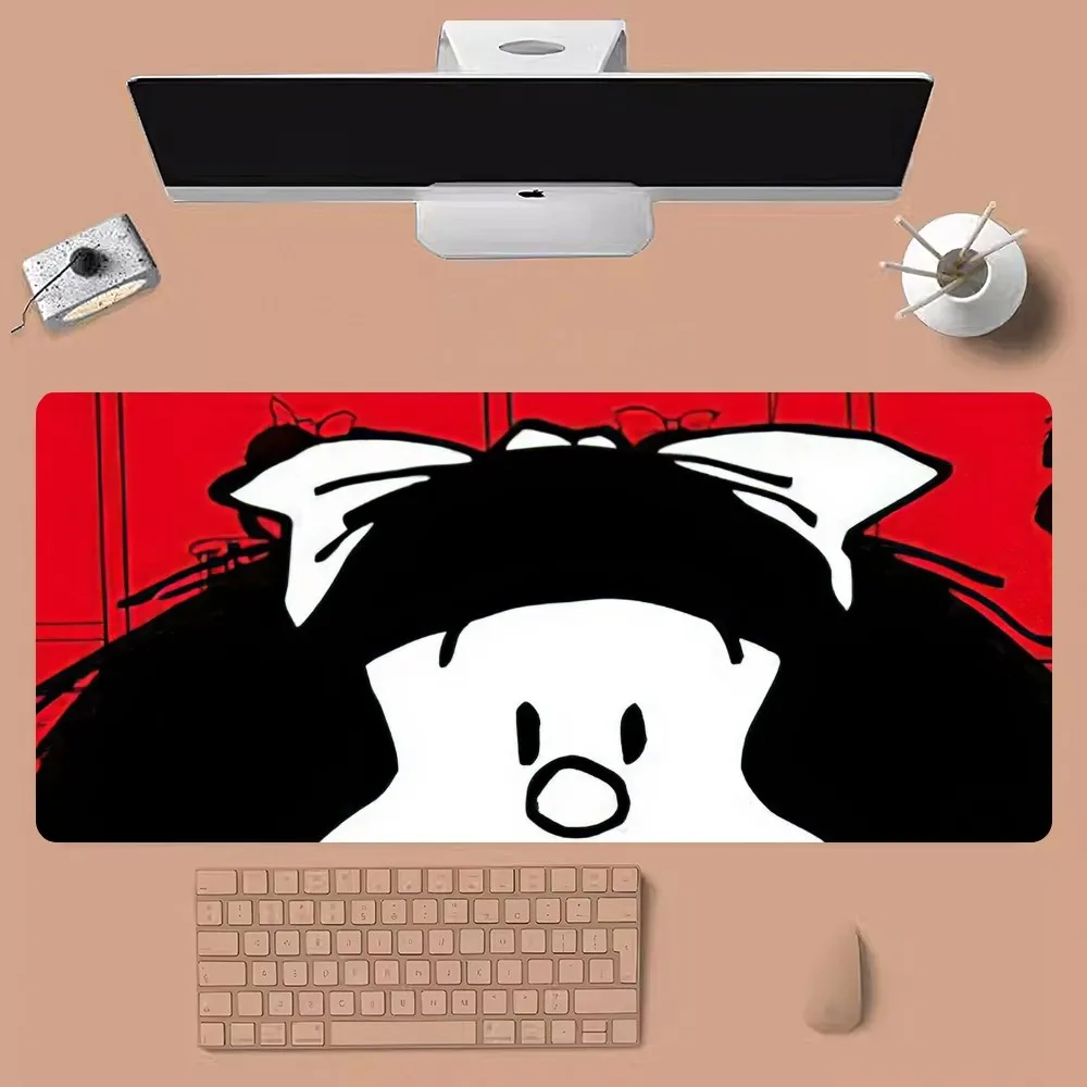 Cartoon Mafalda Mousepad Large Gaming Compute Gamer PC Keyboard Mouse Mat