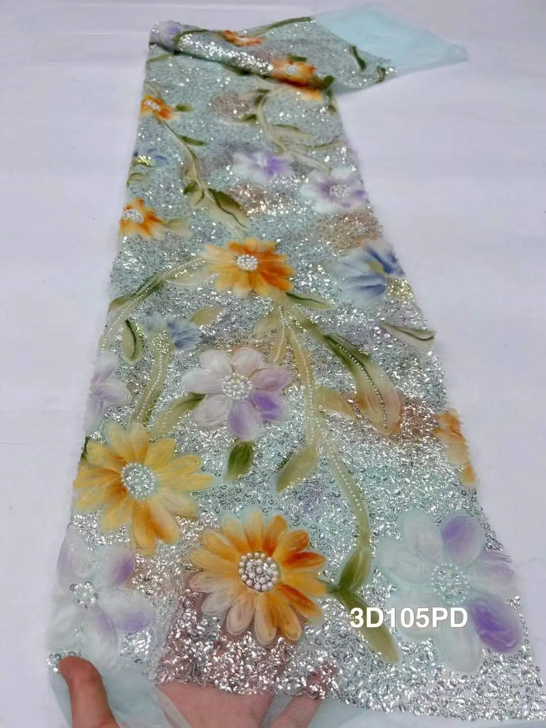 New African Lace Fabric 2025 High Quality Beads Lace Embroidered Brocade Lace French Tulle Lace Fabric For Nigerian Party Dress