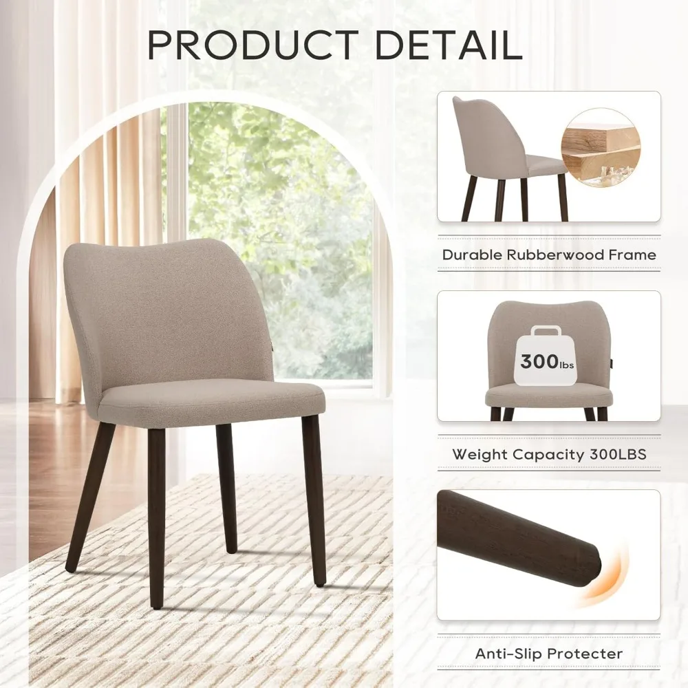 كراسي طعام منجدة من القماش الحديث - مجموعة من 4 قطع مع مقاعد مبطنة وأرجل خشبية للمطاعم أو غرفة الطعام المنزلية #5
