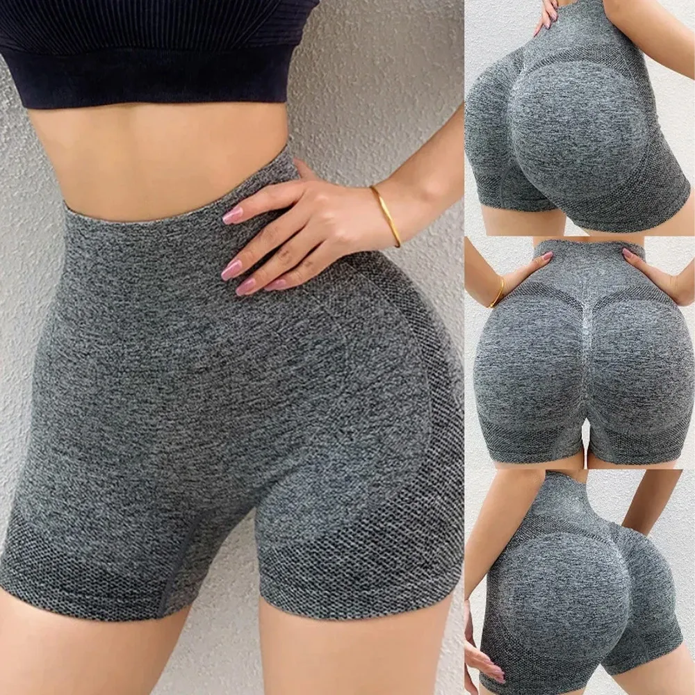 Shorts de Yoga Femininos de Cintura Alta com Tecido Leve, Elástico e Respirável