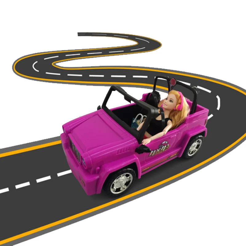 Travel Convertible Jeep Car Doll Vehicle Two Seat Cool Car for Dolls Toy Car Model  Girl\'s Birthday Gift Dollhouse Accessories