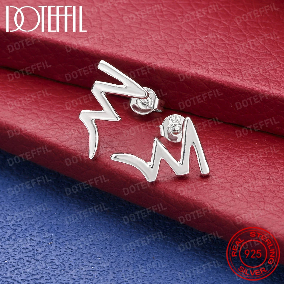 Elegant 925 Sterling Silver Minimalist Lightning Bolt Earrings for Women, Fashionable Party and Wedding Jewelry
