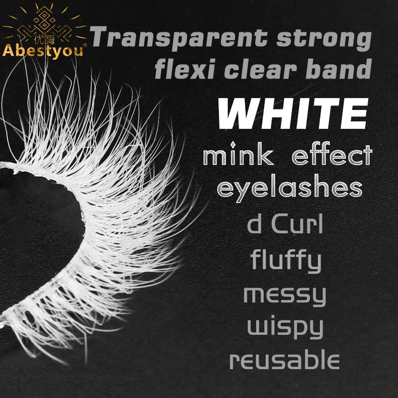 Abestyou Hot 7 Pairs 5d Clear Band White Lashes Collection 10mm Short Natural Small Eye Wispy Fluffy Mink Eyelashes Extension