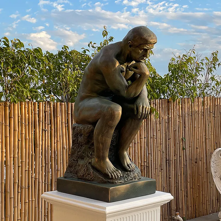 Thinker Meditation Sculpture Figure Gypsum Statue Art Training Textbook Beauty Chen Props Fiberglass Art Ornament