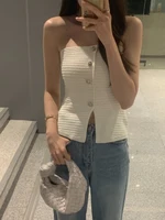 Sexy Chic Knitted oulder Bared Top Women's Faionable Trendy Small irt Unique Ele Upper Body Korean Sle Commute - Image 3