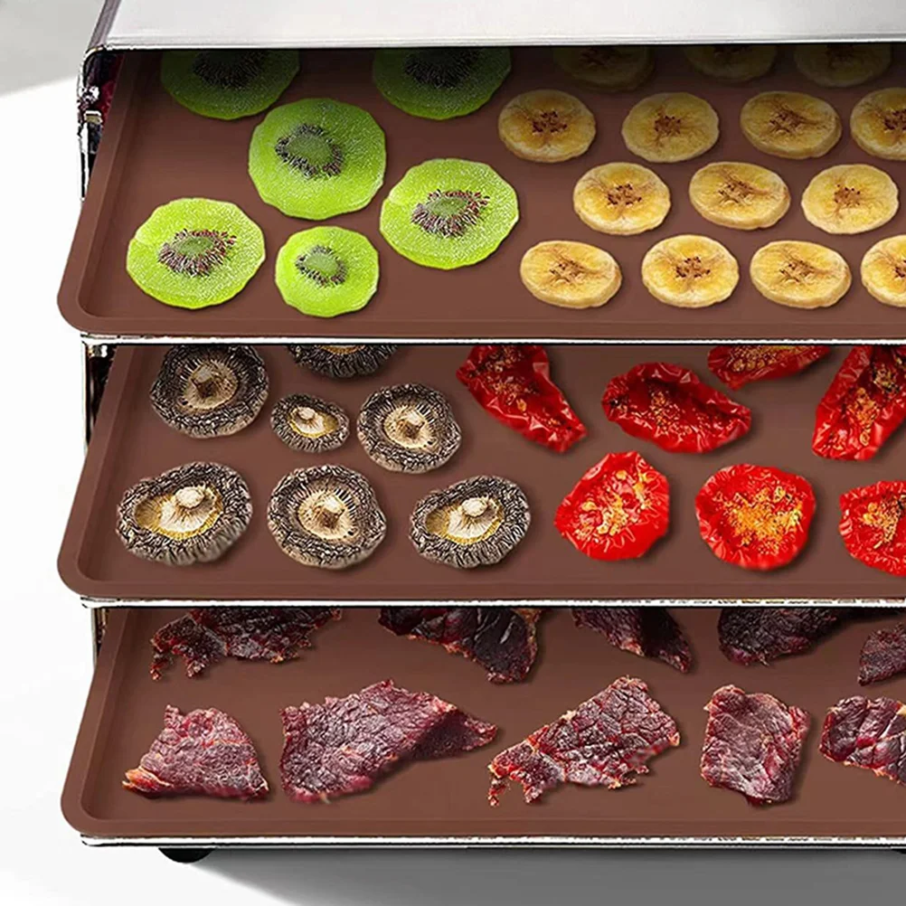 

3pcs Silicone Dehydrator Mats Reusable Baking Tray Non-Stick High Temp Resistant Drying Pads For Fruit Vegetable Jerky Fruit