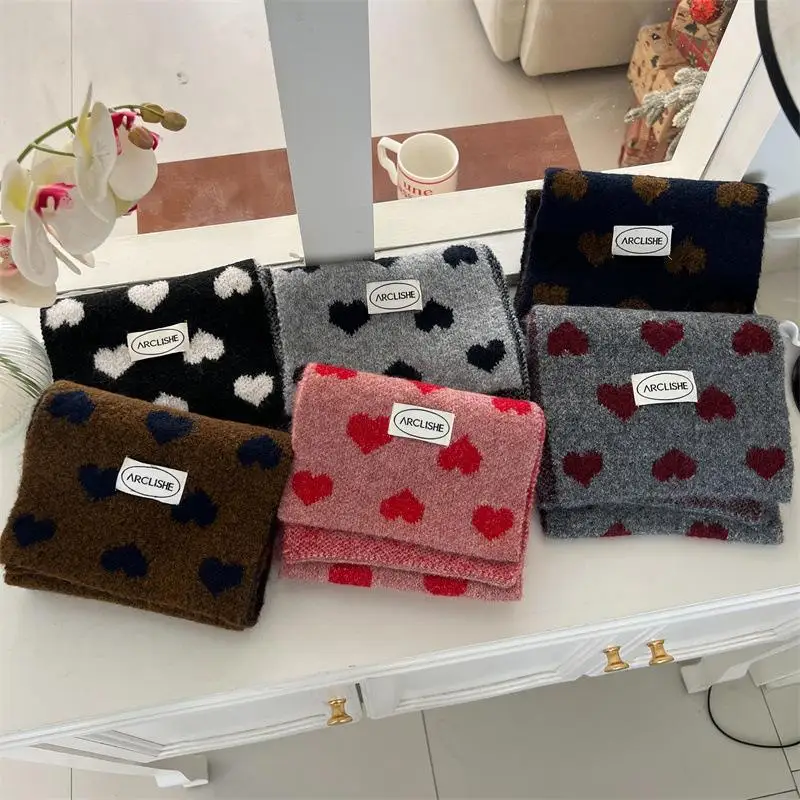 Koreanische Herbst- und Winter-Schals für Kinder, süßes Herz, weicher Strickmuffel, dicker, warmer Halstuch-Halswärmer – Detail 5