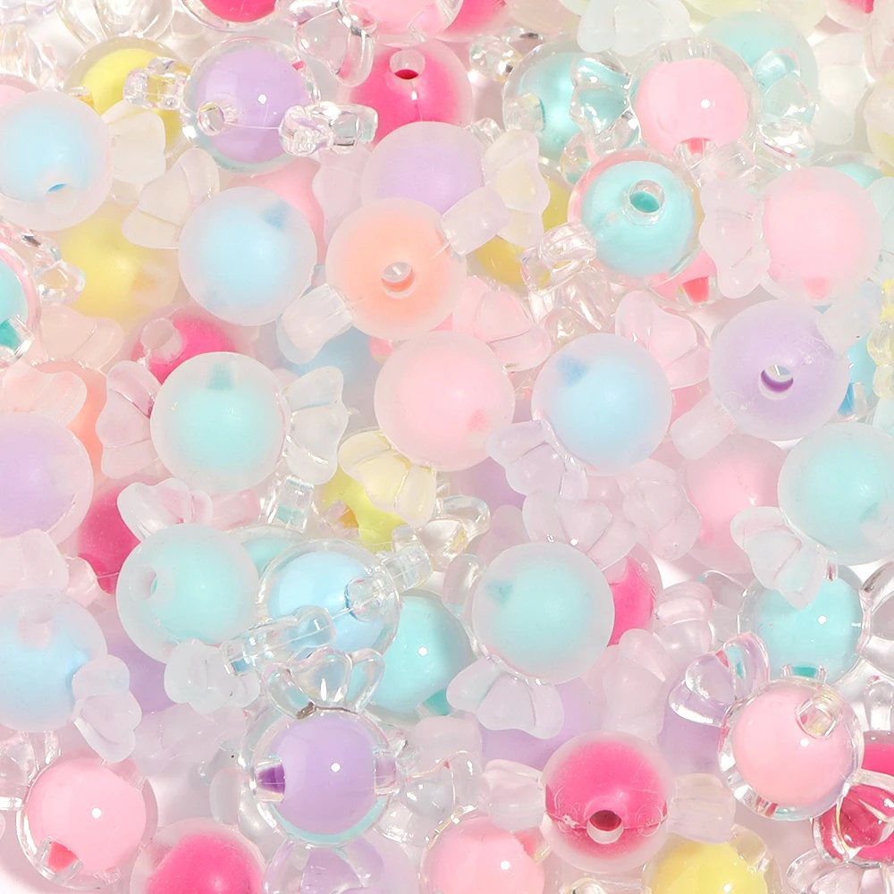 50-100pcs/lot Transparent Colorful Candy Acrylic Beads Loose Spacer Beads For DIY Jewelry Making Bracelet Necklace Accessories