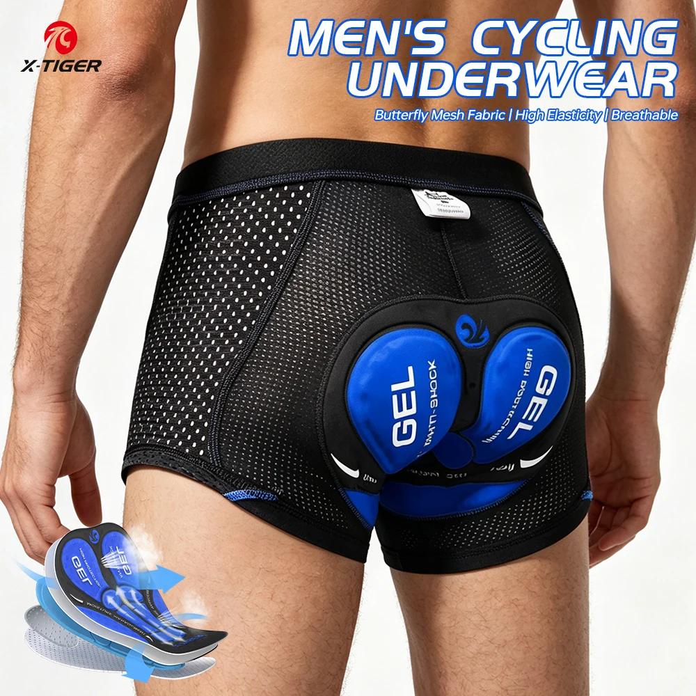 X-TIGER Men's Cycling Underwear Shorts 5D Gel Pad Breathable Non-Slip Bike Shorts Bike Underpant MTB Road Bike Riding Shorts