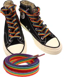 Rainbow Shoelace Gradient Color Low-Cut High Top Canvas Shoes Laces Rainbow Personalized Printing Charm Shoelaces Accessories