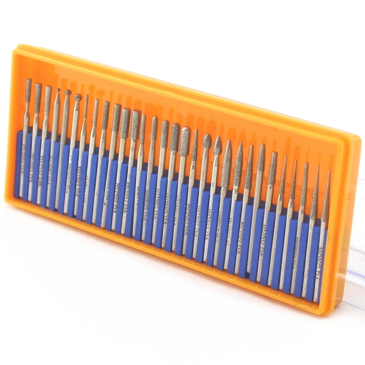 30Pcs 2.35/3mm Shank Diamond Grinding Heads Set Coated Carving Burrs Rotary Bits for Dremel Tool Accessories Glass/Stone/Jewelry