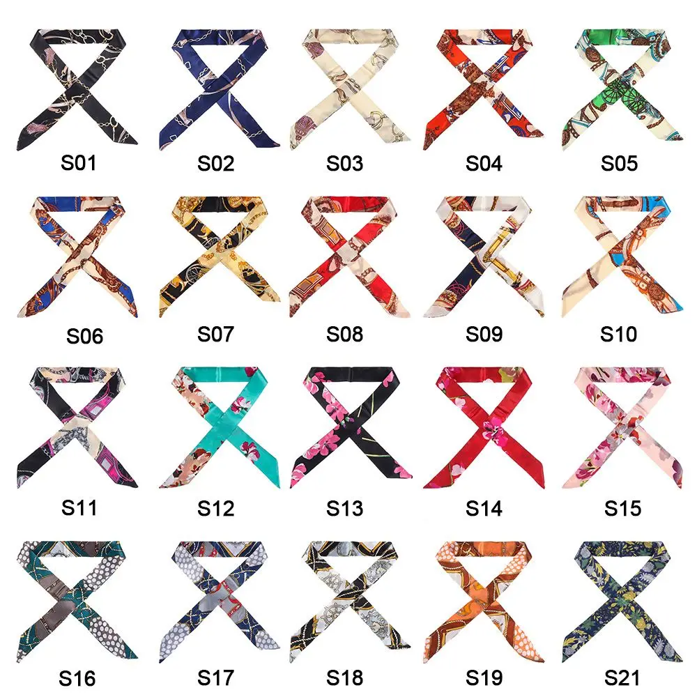 Mujer Niña muñeca/cintura diadema cuello bufanda decoración cinta bufanda pequeña bufanda de seda bolso asa cinta