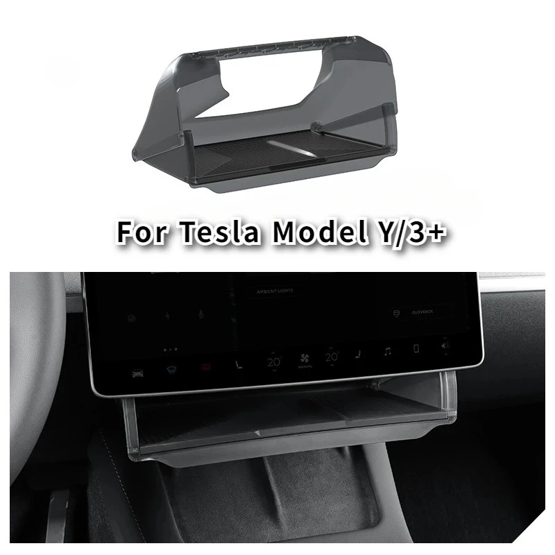 

Hideable Under Screen Storage Box For Tesla Model Y LAUNCH/Juniper/3+ highland 2025 Center Console Organizer Tray Accessories