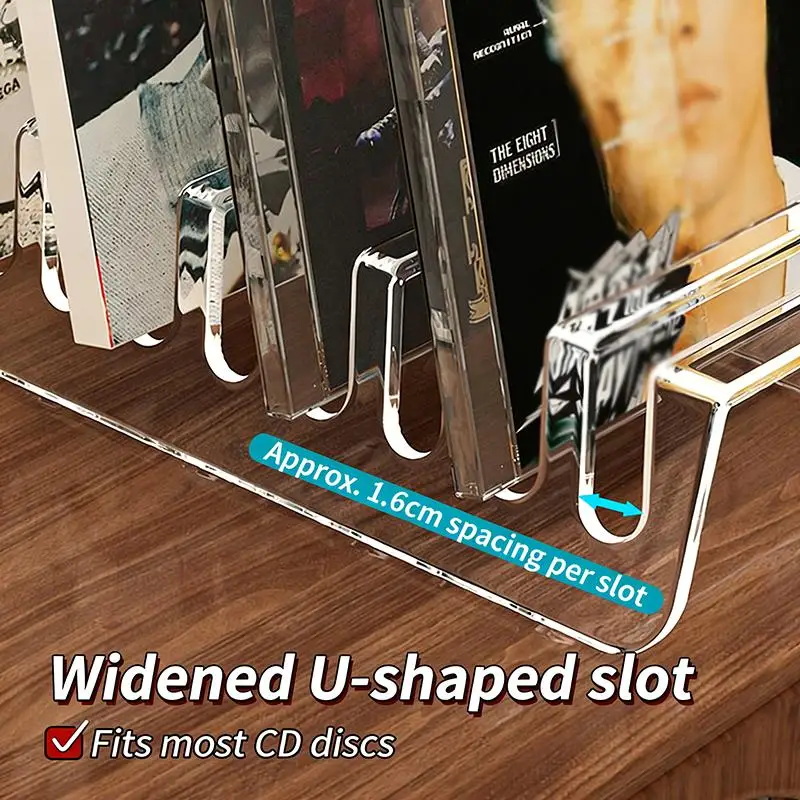 2PCS 6/8Grid Clear Acrylic CD Display Shelf Multifunctional CD Display Organizer For Vinyl Records Cassette Tapes Desktop Storag image 6