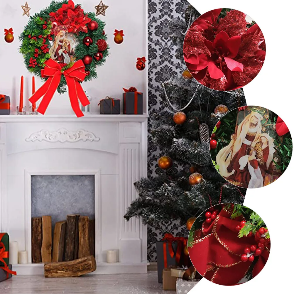 

Christmas Berries Garland Xmas Simulation Wreath Pendant Hanging Wreath Decorative Wall Door Front Shop Window Party Decoration