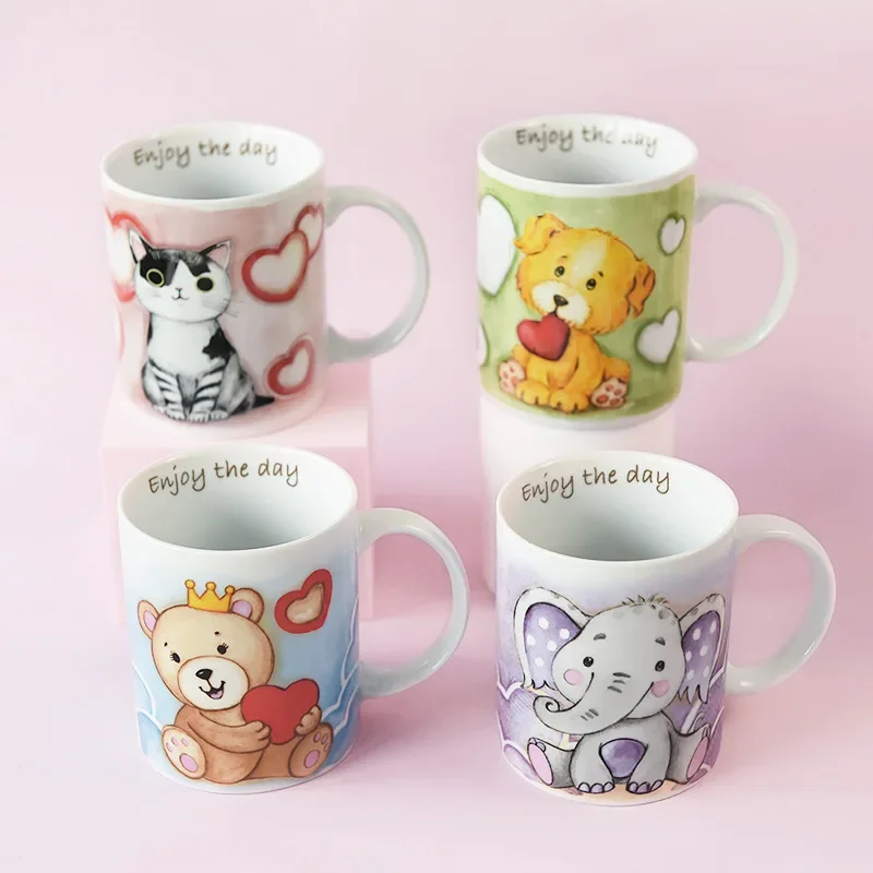 Cute Cartoon Ceramic Cup Bar Porcelain Mug Straight Cup Home Tea Coffee Milk Mugs Coffee Cup Kawaii