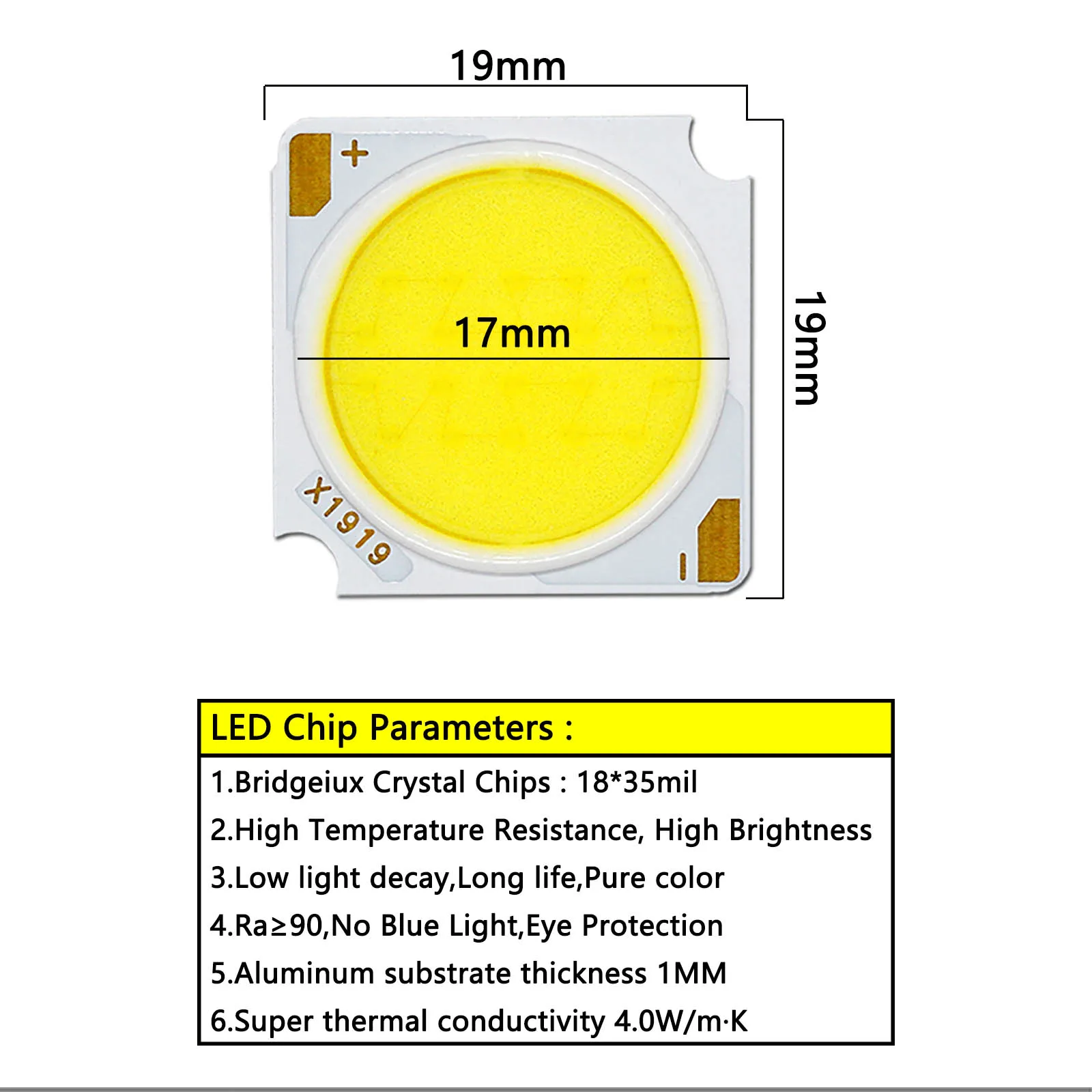 A Set 10W 20W 30W 40W 50W 19*19mm High Brightness Bridgelux Chip LED Bulb Diodes + LED Driver Kit for Track Light Spotlight DIY