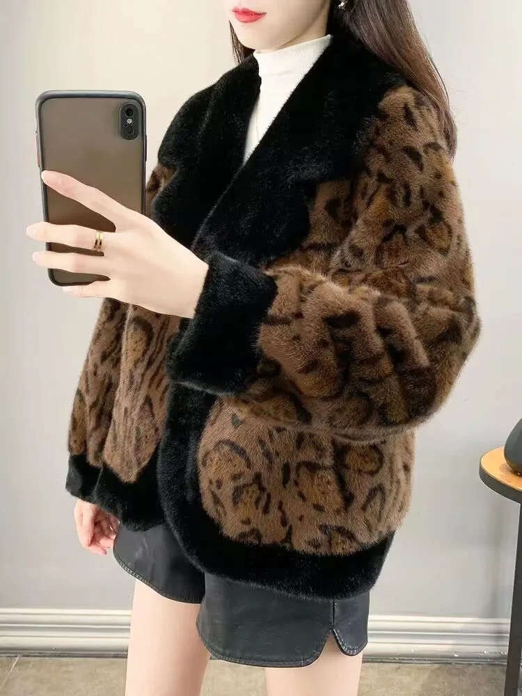 ZADORIN สไตล์เกาหลี Designer Mink เสื้อผู้หญิงเสือดาวพิมพ์แขนยาว Fluffy Faux FUR JACKET ผู้หญิงฤดูหนาว Coats Overcoat