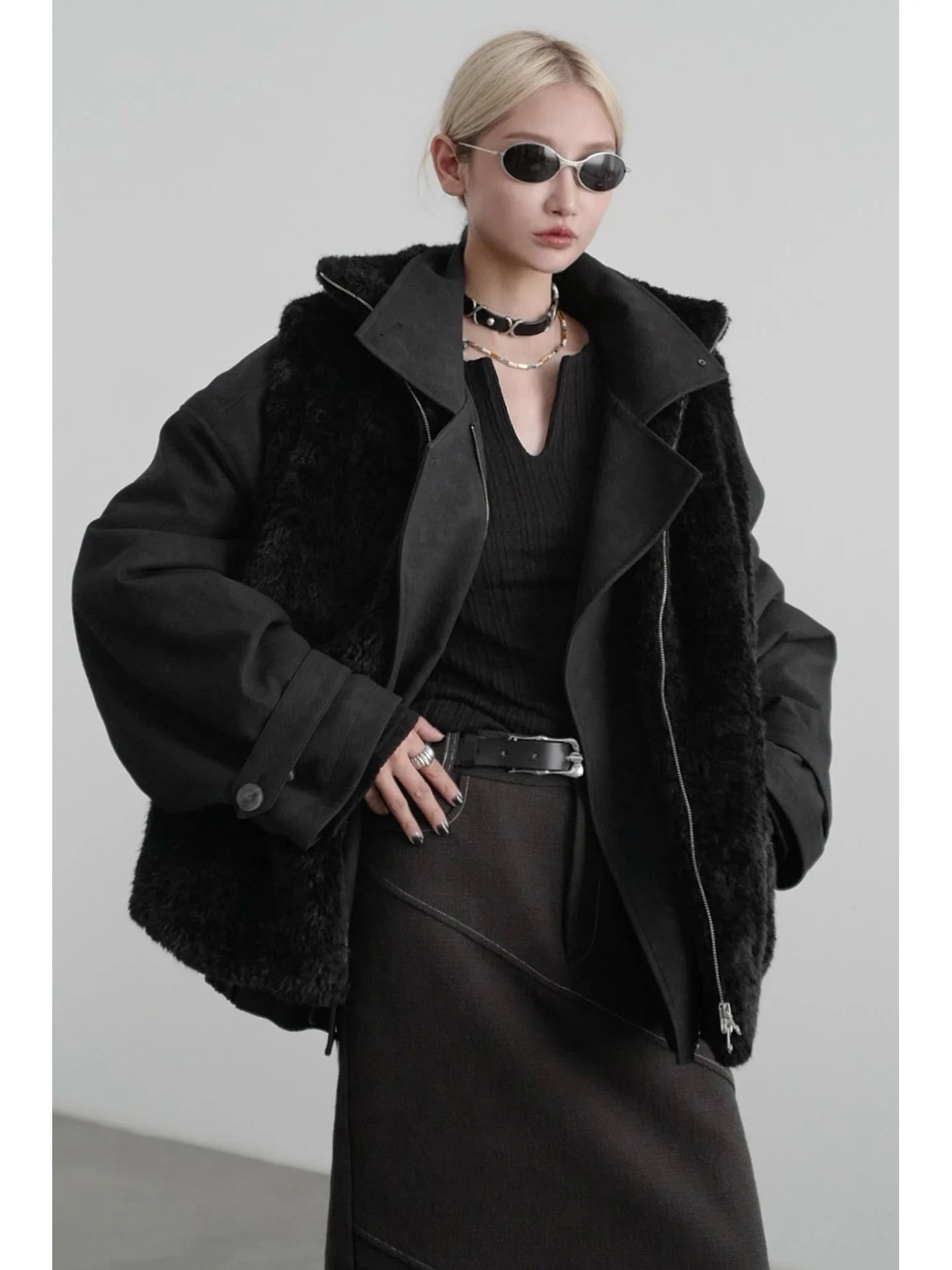 

High Collar Furry Vest CHENTAITAI Commute Sle Women's Outerwear Thiened Warm Pure Color Zipper Closure Chinese Brand