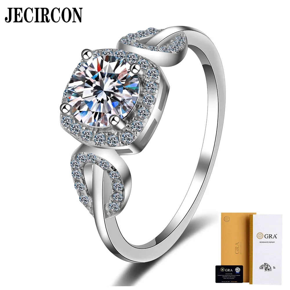 JECIRCON S925 Sterling Silver Moissanite Ring for Women Fashion Leaf Shape Plated PT950 Gold Seiko Quality Fine Jewelry 1 Carat