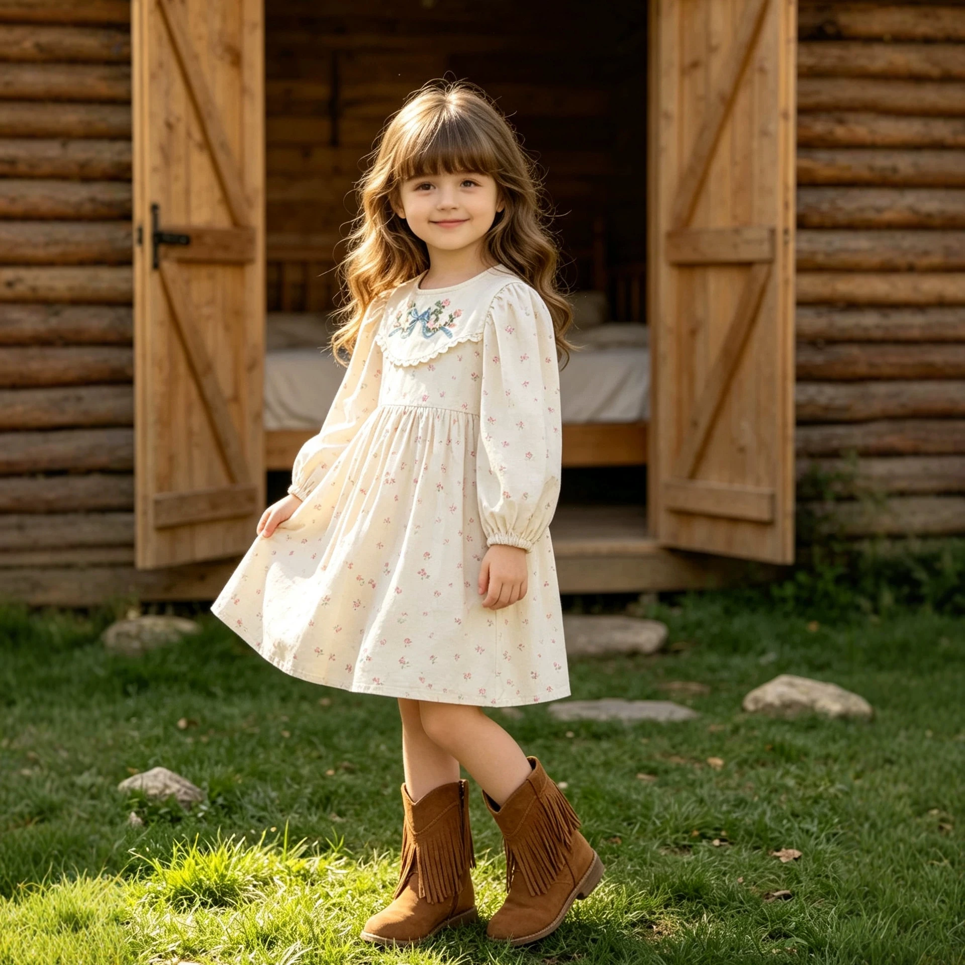 Autumn Spring New Girls' Dress Fashion Cute Floral Embroidery Dress Children's Girls Long Sleeve Pastoralism Dress 2-8 Years
