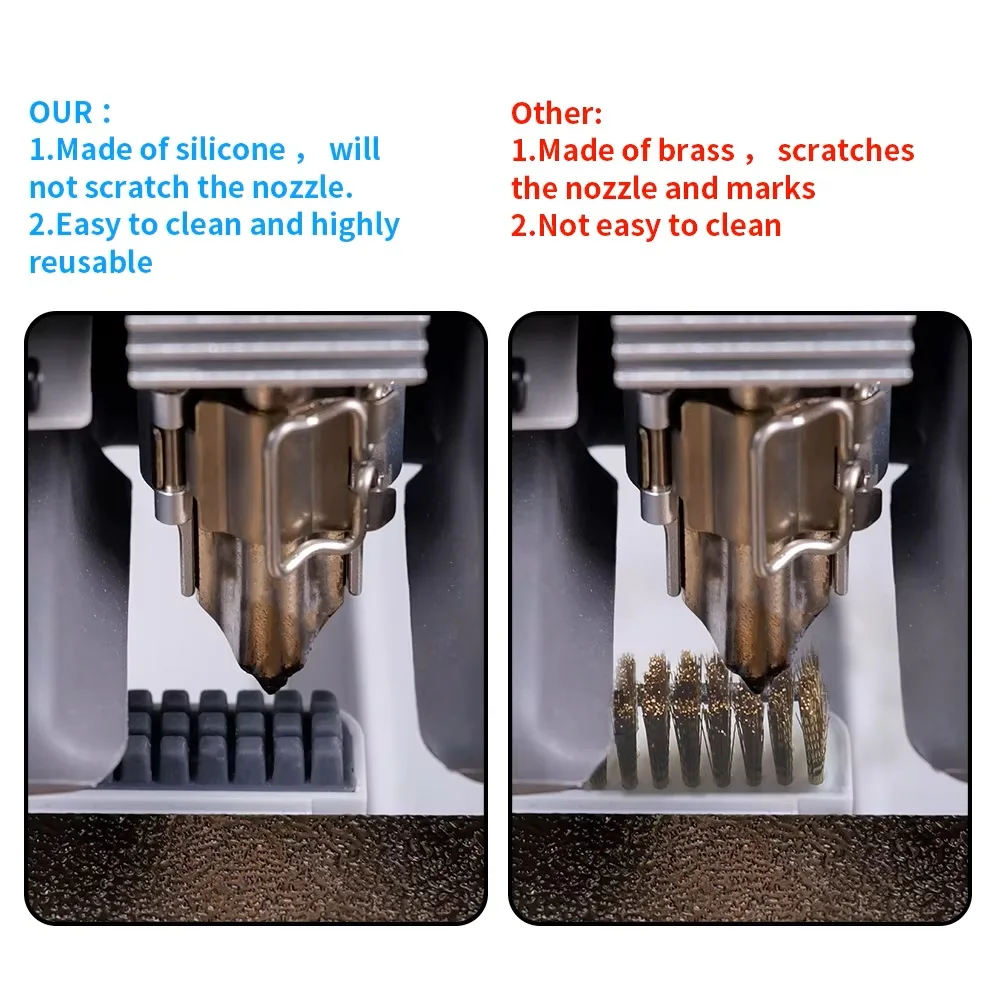 Kit de limpieza de boquillas para impresora 3D, cepillo de silicona de boquilla caliente de limpieza eficiente, compatible con Bambu Lab A1 MIni Series, 3 unids/lote