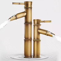 Bathroom Faucet Brass Basin Faucets Luxury Tap Tall Bamboo Hot Cold Water with Two Pipes Kitchen Outdoor Garden WC Taps