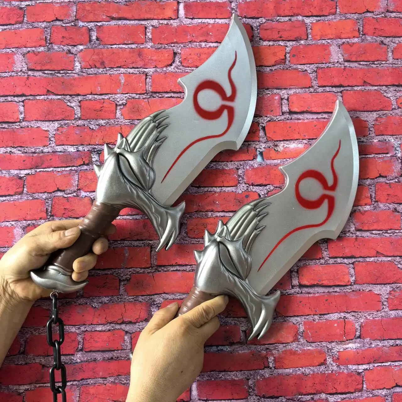 Cosplay Home Decor 1:1 God of War 4 War Beast Axe Rune Edition Chaos Twin Blades Ghost Axe sword Role Cos Axe PU Boy toy sword view 2