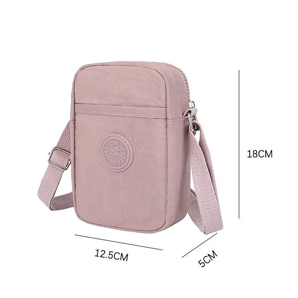 Canvas Phone Bag Waterproof Large Capacity Zipper Crossbody Bag Coin Purse Women