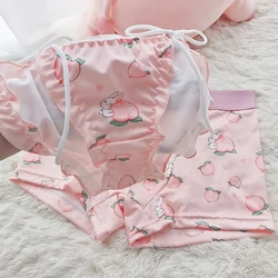 2pcs Cute Couple Underwear Set Men Boxer Shorts Loli Lace Panties Thread Cotton Panty Panties Cozy Lovers Underwear Lingerie