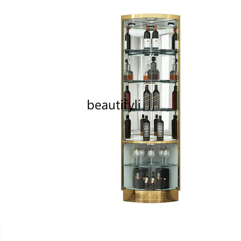 

Light Luxury Wine Rack Display Cabinet 90 Degrees Corner Cabinet Wall Sideboard Living Room Floor Tripod Wine Cabinet