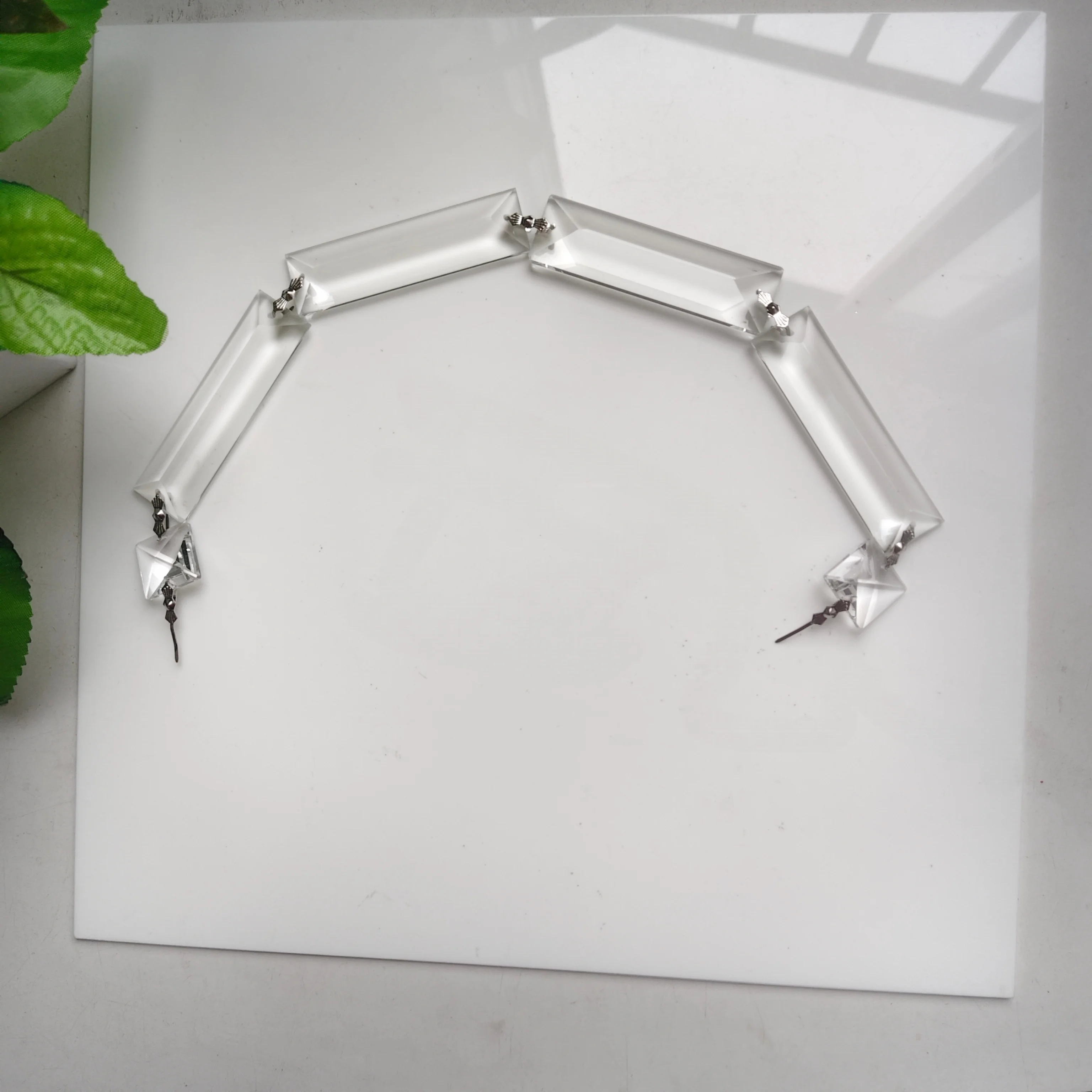 Camal 2pcs 76mm 3\'\' Triangle Strip Crystal Pendant Prism Lamp Lighting Hanging Chandelier Suncatcher Wedding Party Parts DIY