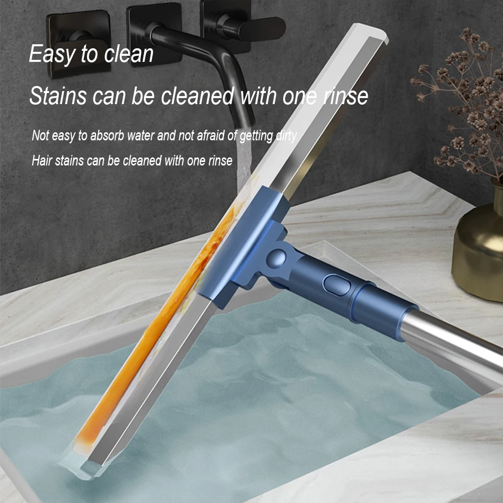 Imagen 6: Escoba escoba telescópica de silicona con mango largo, escoba raspadora, limpiaparabrisas, barrido de suelo, herramienta de limpieza eficiente para el baño del hogar