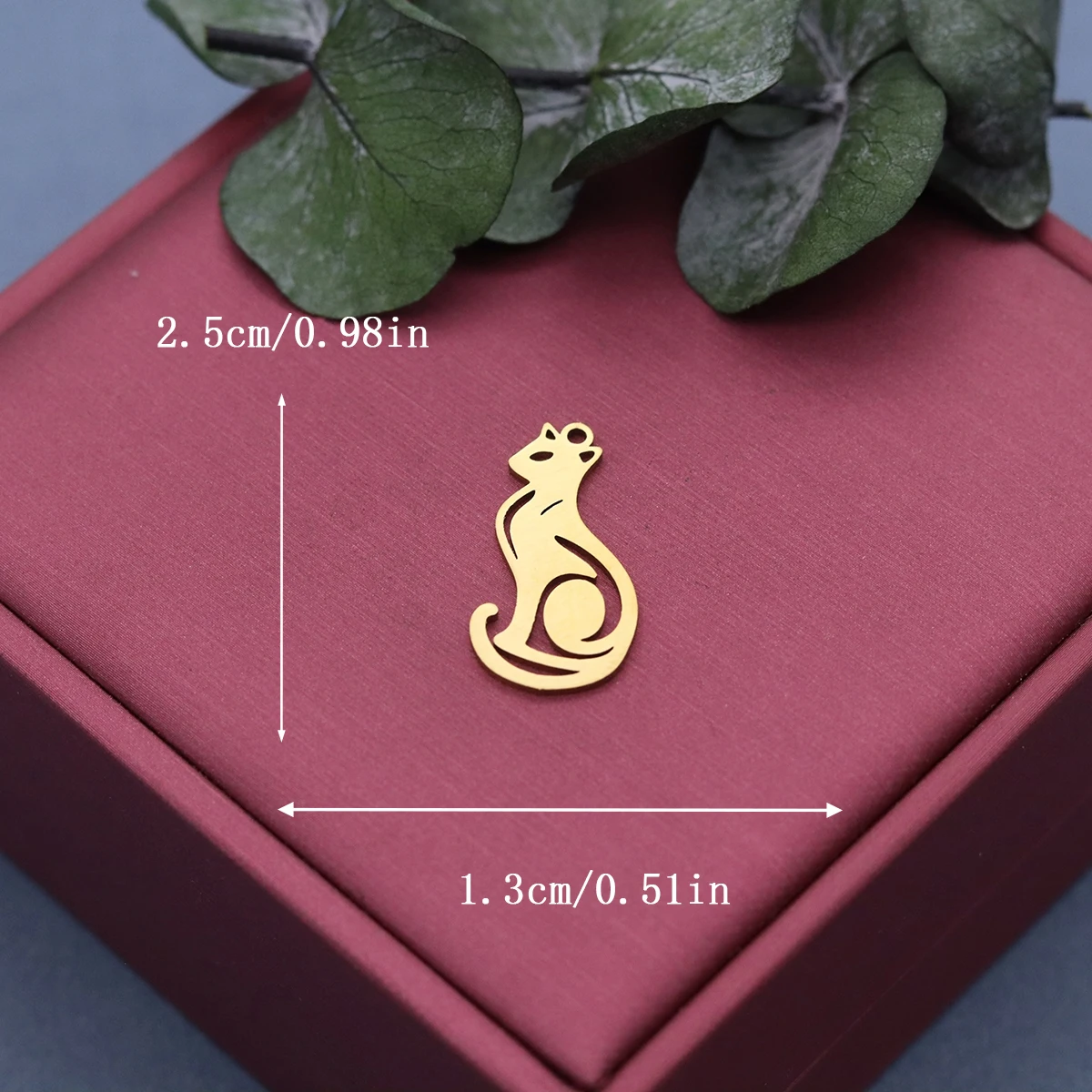 3pcs Line Art Sitting Cat Charms Stainless Steel Kitten Animal Pendant for DIY Jewelry Making Earrings Necklace Craft Findings