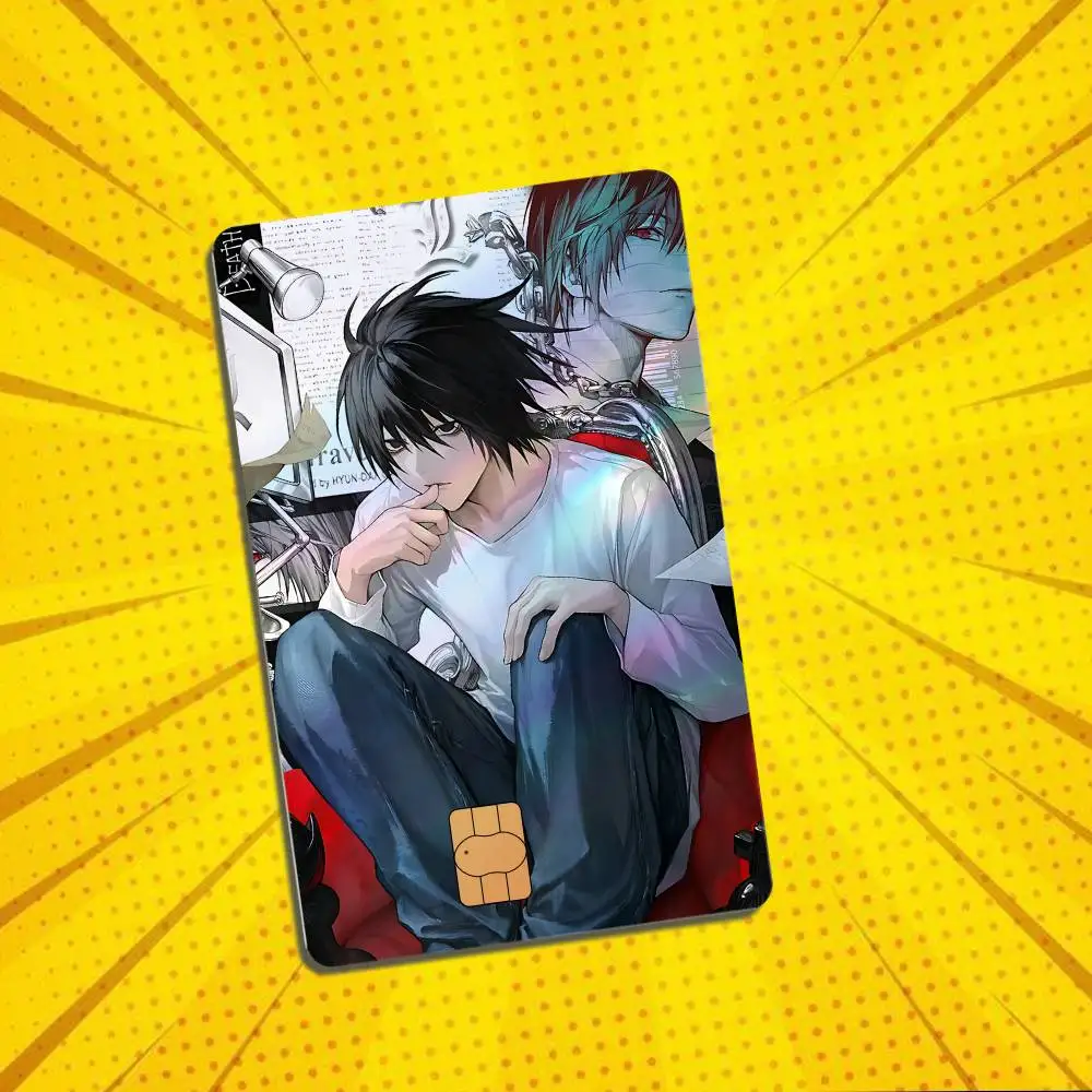 High IQ L detective Death Note Card Skin Stickers For Bank Card Bus Metro Card Sticker Holographic Laser Credit Debit Stickers