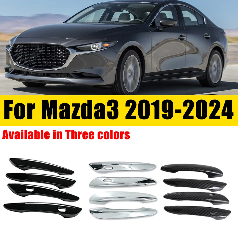 

Door Handle Cover Carbon Fiber Chrome For Mazda 3 Mazda3 4th Gen BP 2019-2024 2020 Sticker Anti-scratch Trim Set Car Accessories