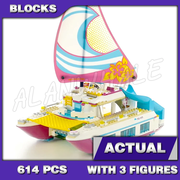 

614pcs Friends Sunshine Catamaran Yacht Sea Ship Boat 10760 Model Building Blocks Little Girls Sets Bricks Compatible with