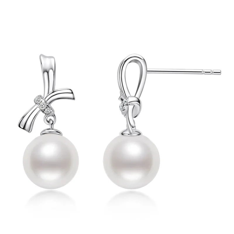 Fashion Pearl Earrings S925 Sterling Silver Girl Wedding Jewelry Birthday Ball Gift Exquisite Pearl Earrings Christmas Gift